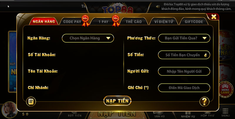 Nạp tiền TOP88