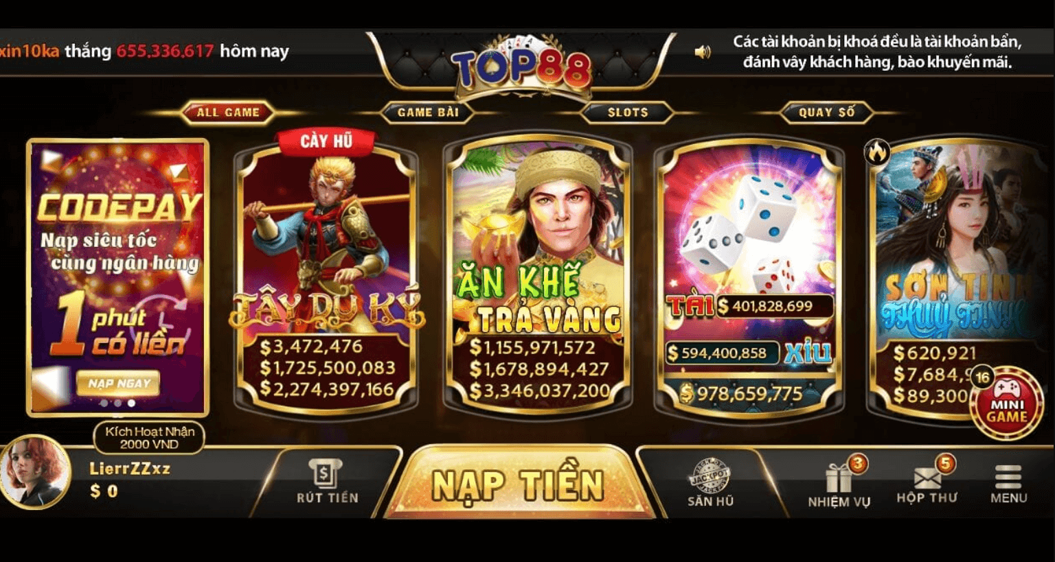 Top88 có kho game đa dạng